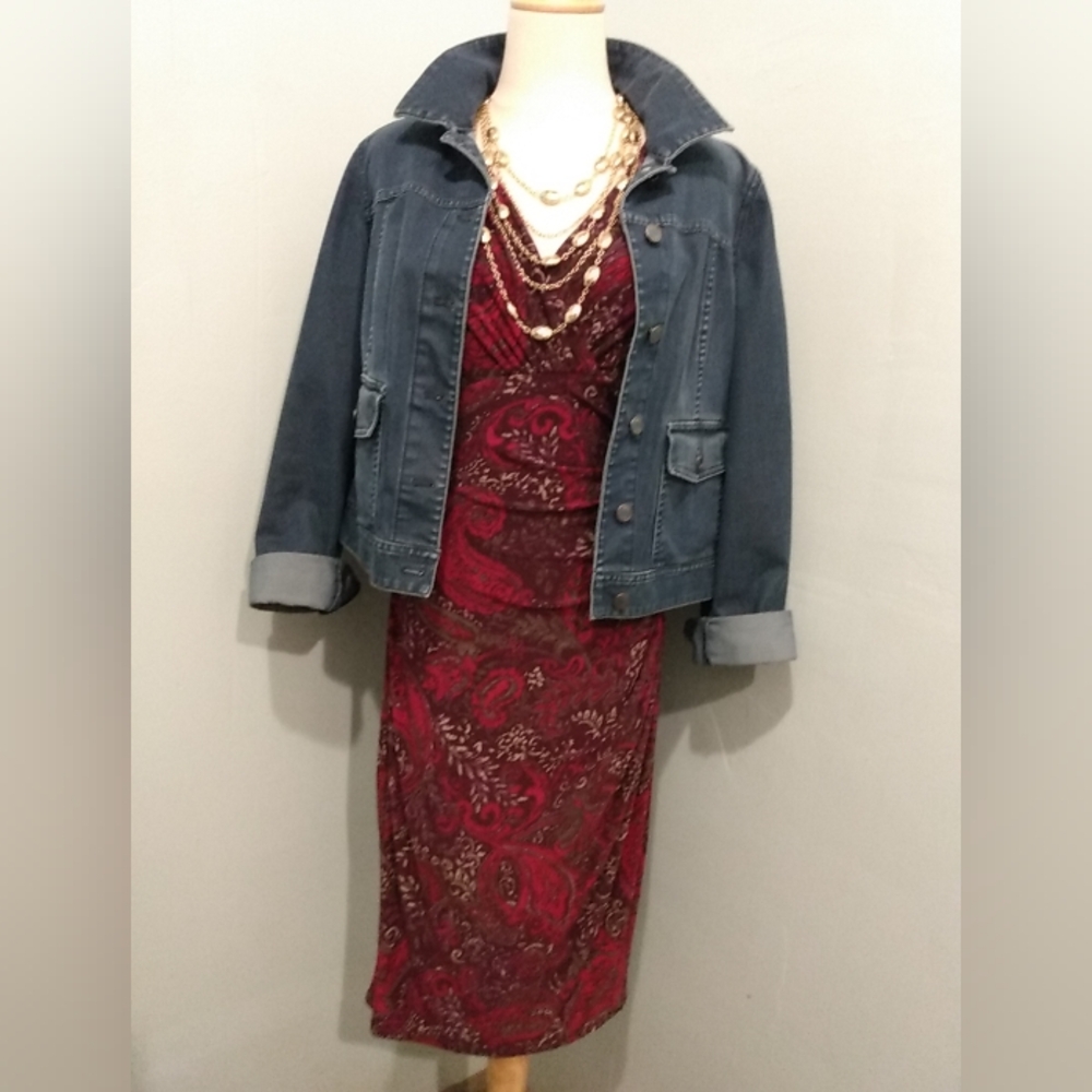 Lauren Ralph Lauren Burgundy Paisley Midi Dress